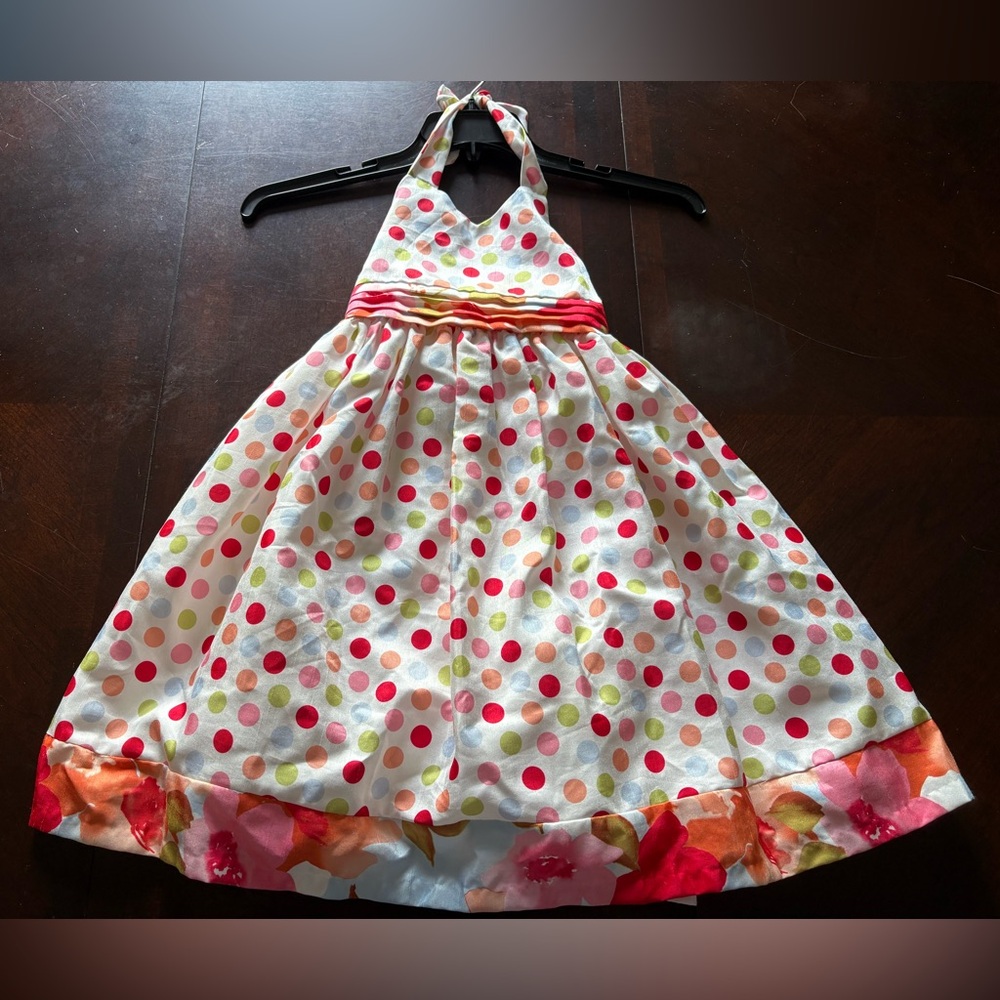 Bonnie Jean Multicolor Polka Dot Halter Sun Dress